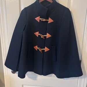 J. Crew Navy Cape with Tan Accents
